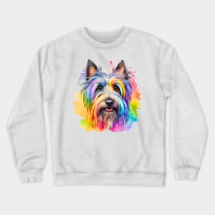 Skye Terrier Watercolor Portrait Crewneck Sweatshirt